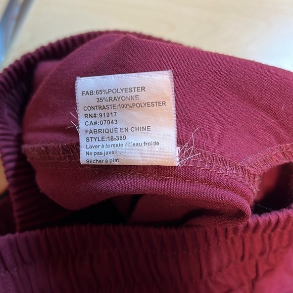 Solitaire Anthopologie Burgundy High Rise Drawstring Pants Size Small - Picture 7 of 10